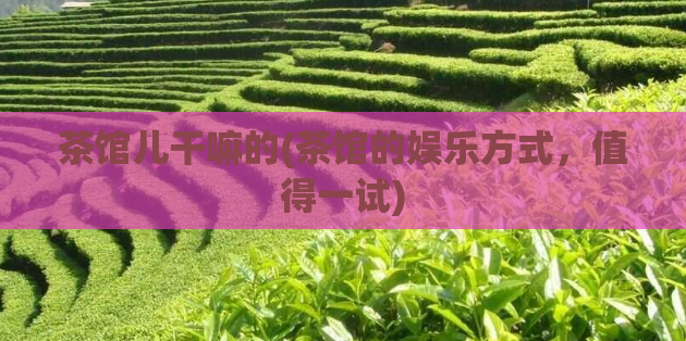 茶馆儿干嘛的(茶馆的娱乐方式，值得一试)