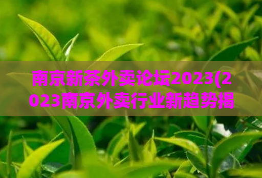 南京新茶外卖论坛2023(2023南京外卖行业新趋势揭晓)