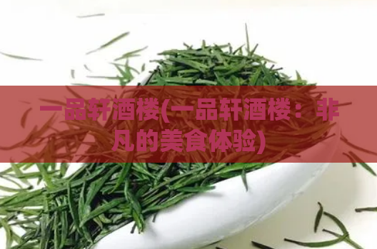 一品轩酒楼(一品轩酒楼：非凡的美食体验)