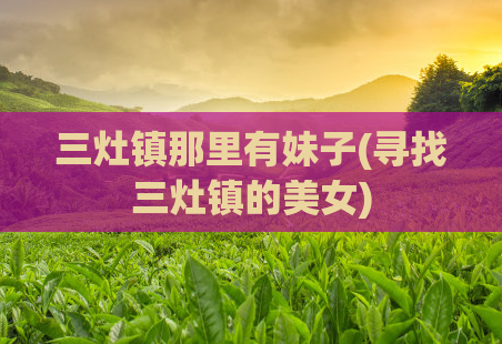 三灶镇那里有妹子(寻找三灶镇的美女)