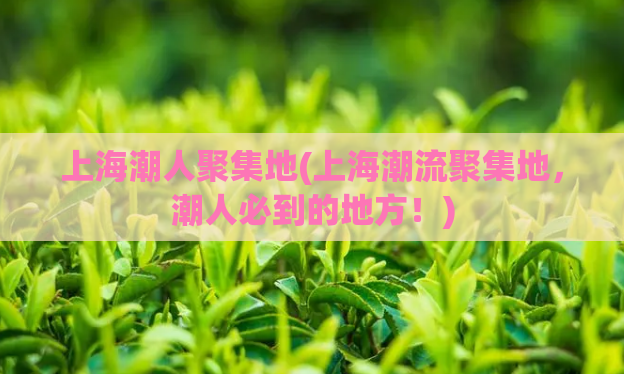 上海潮人聚集地(上海潮流聚集地,潮人必到的地方!)
