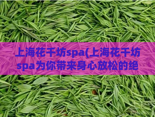 上海花千坊spa(上海花千坊spa为你带来身心放松的绝佳选择)