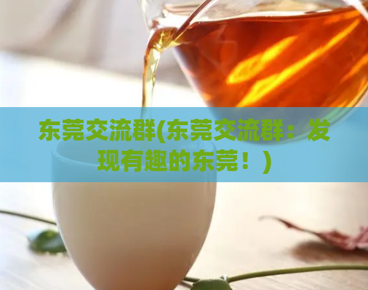东莞交流群(东莞交流群：发现有趣的东莞！)
