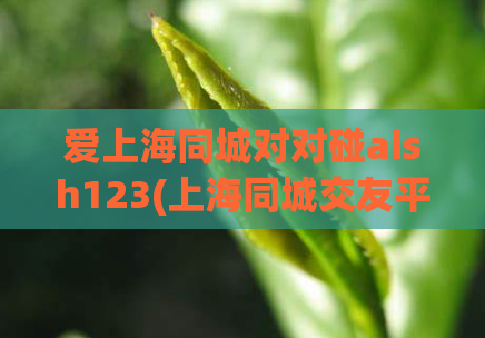 爱上海同城对对碰aish123(上海同城交友平台“对对碰”新版惊艳亮相)