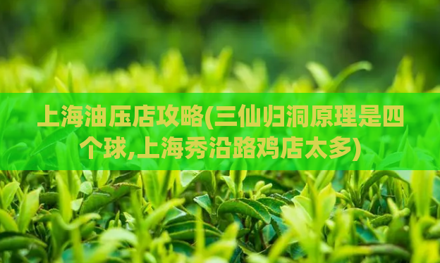 上海油压店攻略(三仙归洞原理是四个球,上海秀沿路鸡店太多)
