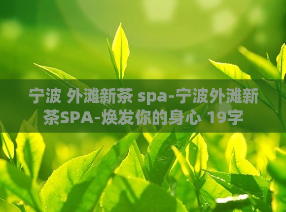 宁波 外滩新茶 spa-宁波外滩新茶SPA-焕发你的身心 19字