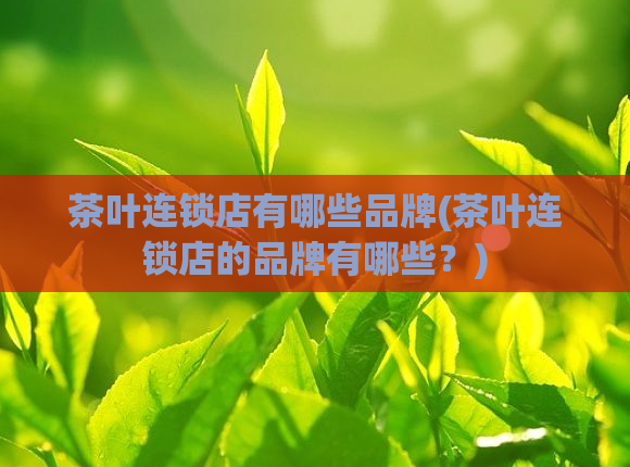 茶叶连锁店有哪些品牌(茶叶连锁店的品牌有哪些？)