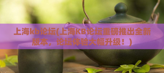 上海kb论坛(上海KB论坛重磅推出全新版本，论坛体验大幅升级！)